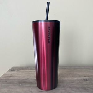 STARBUCKS Stainless Steel Blue and Maroon Ombre Cold Cup Tumbler